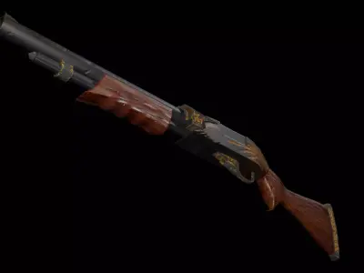 Shotgun Gold Angel  LOW POLY Low-poly 3D model