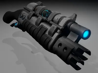 Sci-fi assault rifle with crystal Low-poly 3D model