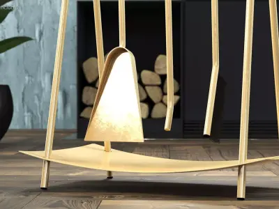 Port Fireplace Tools Brass 3D model