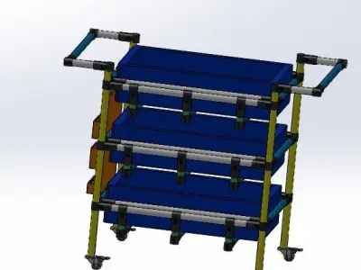 Handcart storage cart with bins 3D model