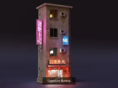 Cyberpunk Buildings 3D Model Pack buy