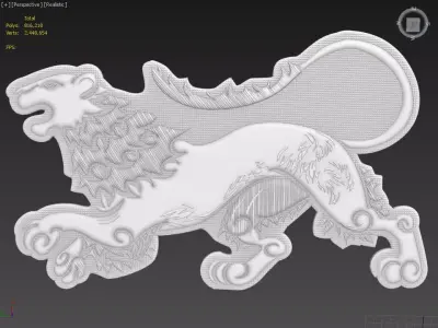 Lion Suitable for embossing Hot Foil Technique 3D model