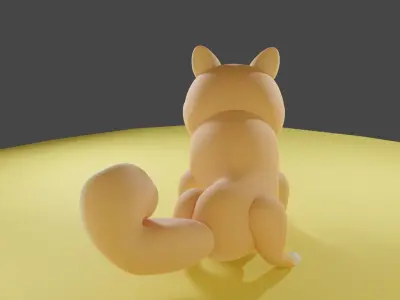 Shiba Inu Dog Cartoon 3D model