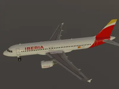 Iberia airbus a320-214 low poly 3d model  Low-poly 3D model