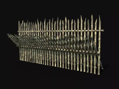 BAMBOO PALISADE FENCE WALLS SURVIVAL FORT GUARD CONSTRUCTION AAA Low-poly 3D model