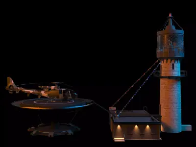 Lighthouse helicopter and 3D model
