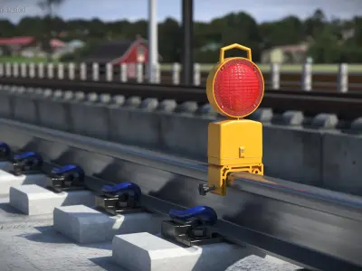Railway Mounted Warning Lamp Yellow 3D model purchase
