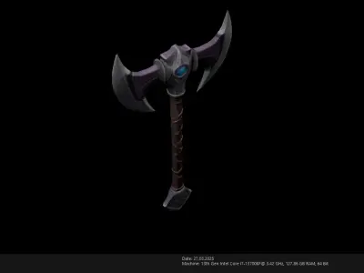 Low Poly Stylized Axe - AI Low-poly 3D model