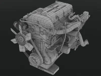 Nissan SR20DET Red Top engine Low-poly 3D model