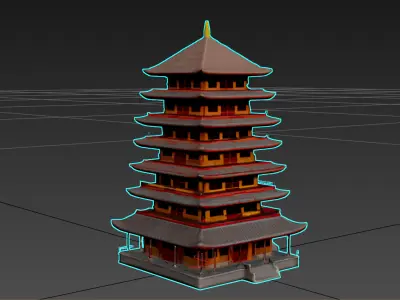 Ancient Asian Pagoda - Stylized 3D Model Low-poly 3D model