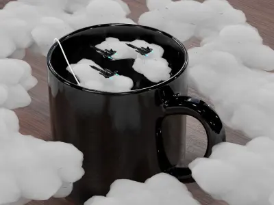 Tea Blackbird Jets and Clouds scene 3D model