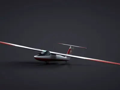 Pilatus B-4 C4D Rigged Sailplane Low-poly 3D model
