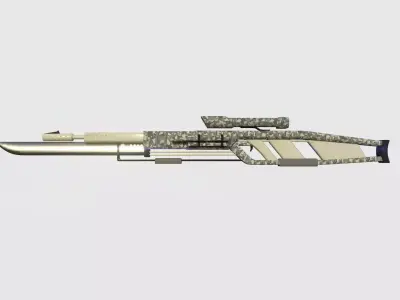 SciFi Sniper Gunblade A09 Digital Camouflage - Fiction Weaponry Low-poly 3D model