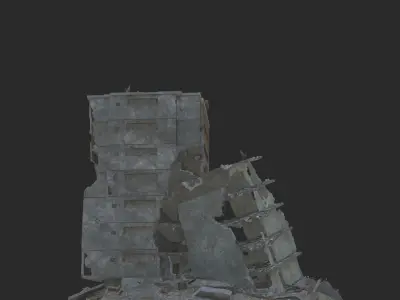 destroyed building  Low-poly 3D model