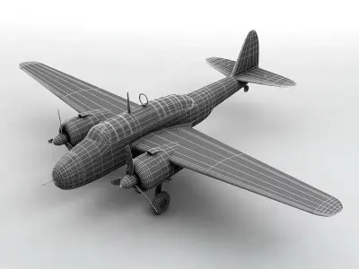 Kawasaki Ki-48 Aircraft WWII Low-poly 3D model