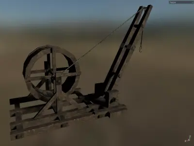 Medieval Treadwheel Crane Low-poly 3D model