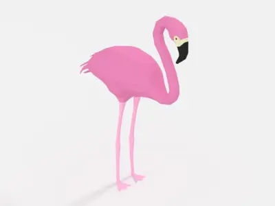 Low Poly Cartoon Flamingo Low-poly 3D model