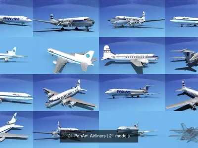 21 PanAm Airliners 3D Model Collection