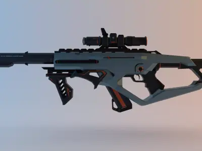 HI-TECH Assault-rifle Low-Poly Low-poly 3D model