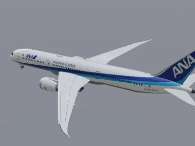 ANA Boeing 787-9 dreamliner low poly  Low-poly 3D model