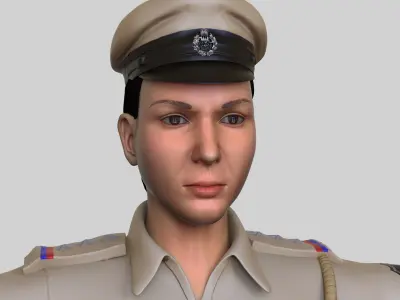 Police female Indian character Rigged Low-poly 3D model