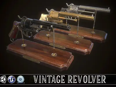 LEFAUCHEUX - Vintage Revolver Low-poly 3D model