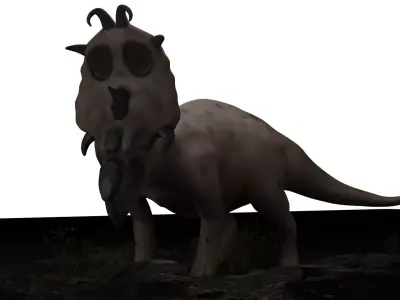 Pachyrhinosaurus dinosaur on rock 3D model