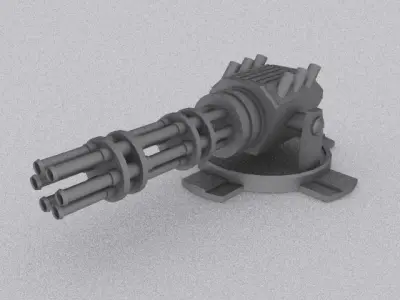 Gatling Gun - Spacecraft Gun Free low-poly 3D model