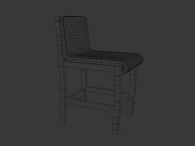 Modern Wooden Kitchen Chair - Padded Fabric Seat Free low-poly 3D model