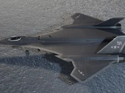 General Dynamics F-34 Lynx concept fighter Low-poly 3D model