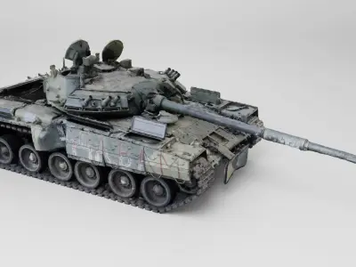 Russian T-80 tank destroyed by Ukrainian army 3D model