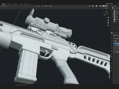 High poly model Machine Gun for subdivision ready 3D model