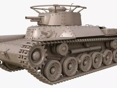 Tank Type 97 Chi Ha Green Japan Clay Mental Ray  3D model