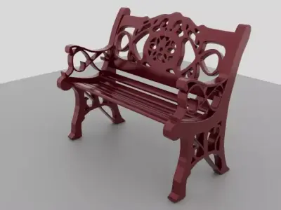 Fancy Metal Park Bench Low-poly 3D model