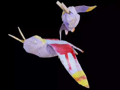 Paper mache kids art and craft painted bird 3d prop model 3D model