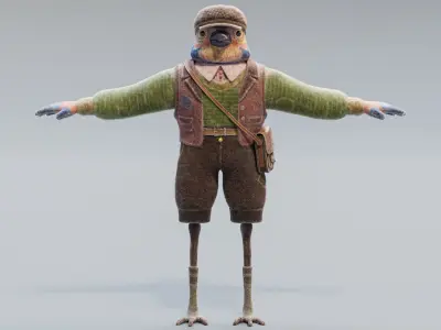 Bird character Free 3D model