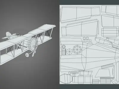 Stylized WWI airplane  Low-poly 3D model