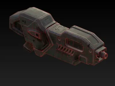 Heavy Space Gun Low-poly 3D model