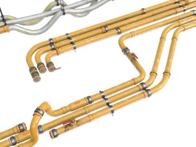 Modular Pipes - Gas Pipeline Low-poly 3D model