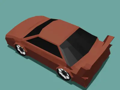 Low poly car back to future Free low-poly 3D model