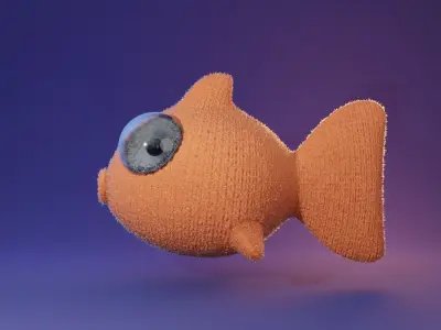 Woollen knitted fish model plus animated scenes Free 3D model