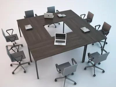 Conference Chair and Table 01 Free 3D model