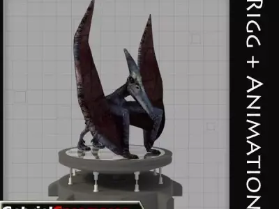 Pterodactylus dinosaurs flying in sky 3D model