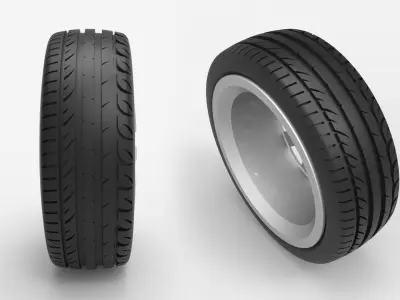 Wheel 4x100 R16 Opel Rim with Kormoran UHP Tire 3D model