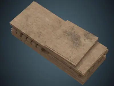 Wooden Sheets 1B Low-poly 3D model