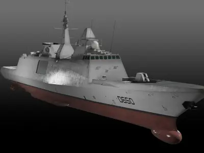 FREMM class Frigate D650 Aquitaine Low-poly 3D model