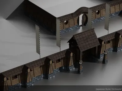 JA Kit 01 Outer Enclosure Wall B Low-poly 3D model