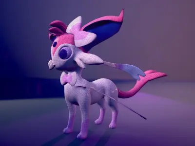 Esylveon Pokemon Sylveon x Umbreon fuse corp Free low-poly 3D model