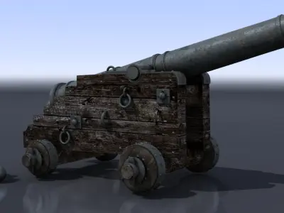 XVIII Century naval cannon Low-poly 3D model