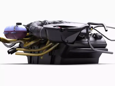 Roush 5L Supercharged V8 Engine Low-poly 3D model